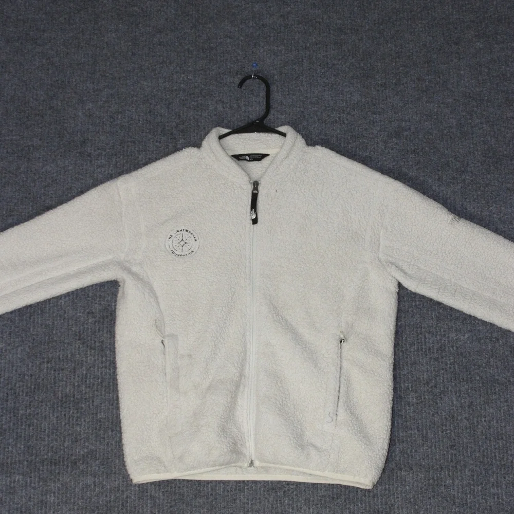 North Face Fleece Jacket Womens M White Full Zip Sherpa Lightweight Foundation